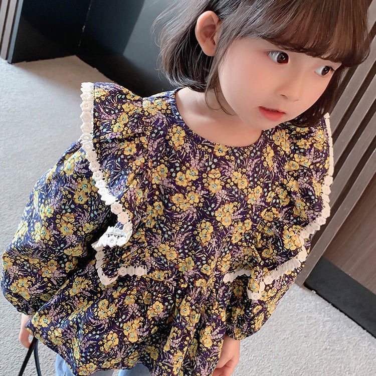 Áo sơ mi hoa nhí hồng cho bé gái  N01093