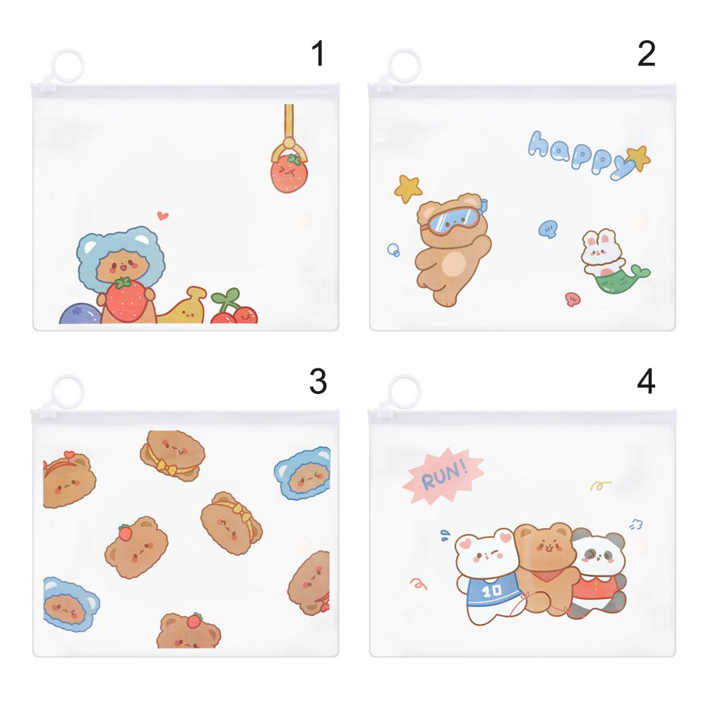 Túi đựng bút trong suốt hình gấu hoạt hình có nhẫn đeo ngón tay chống thấm nước