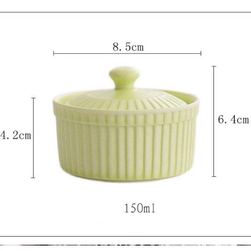 Bát ăn dặm gốm sứ ramenkin có nắp cho bé - 125ml