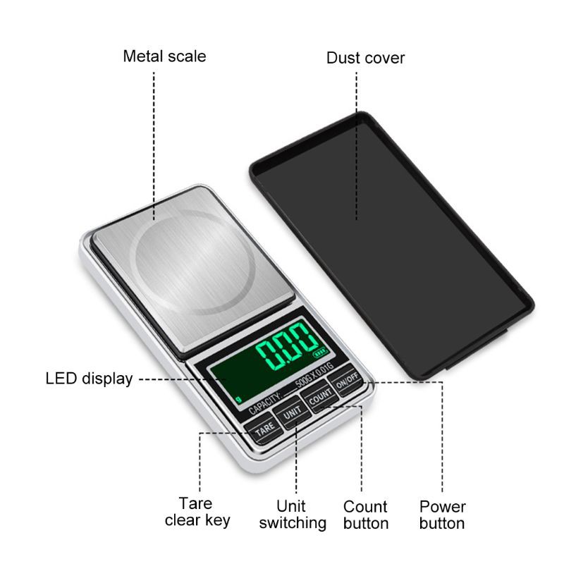 Cân Điện Tử Mini Bỏ Túi 500g / 0.01g Sử Dụng Tiện Lợi