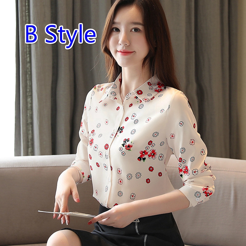 Áo sơ mi voan dài tay phong cách Hàn Quốc thanh lịch dành cho nữ | BigBuy360 - bigbuy360.vn