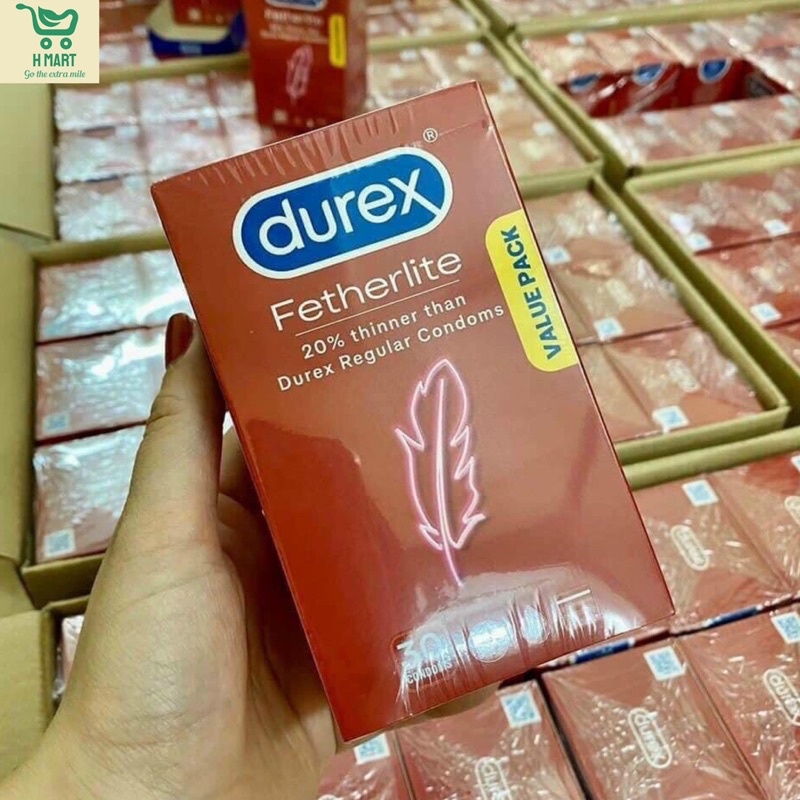 Bao cao su siêu mỏng Durex Fetherlite - Hộp 30 chiếc Úc