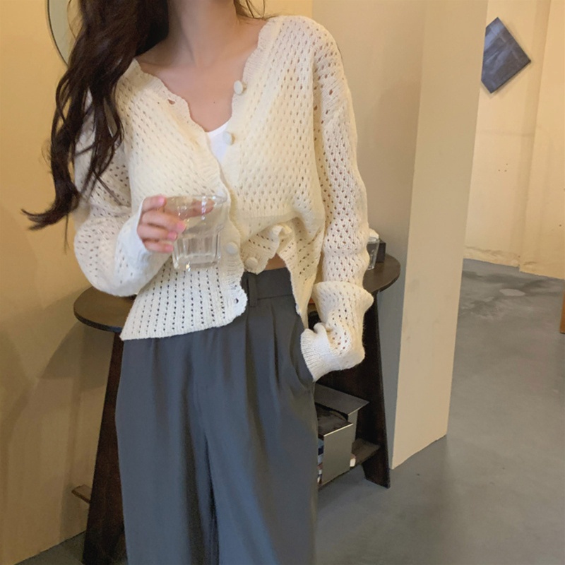 Áo Khoác Cardigan Dệt Kim Tay Dài Màu Sắc Thời Trang Cho Nữ