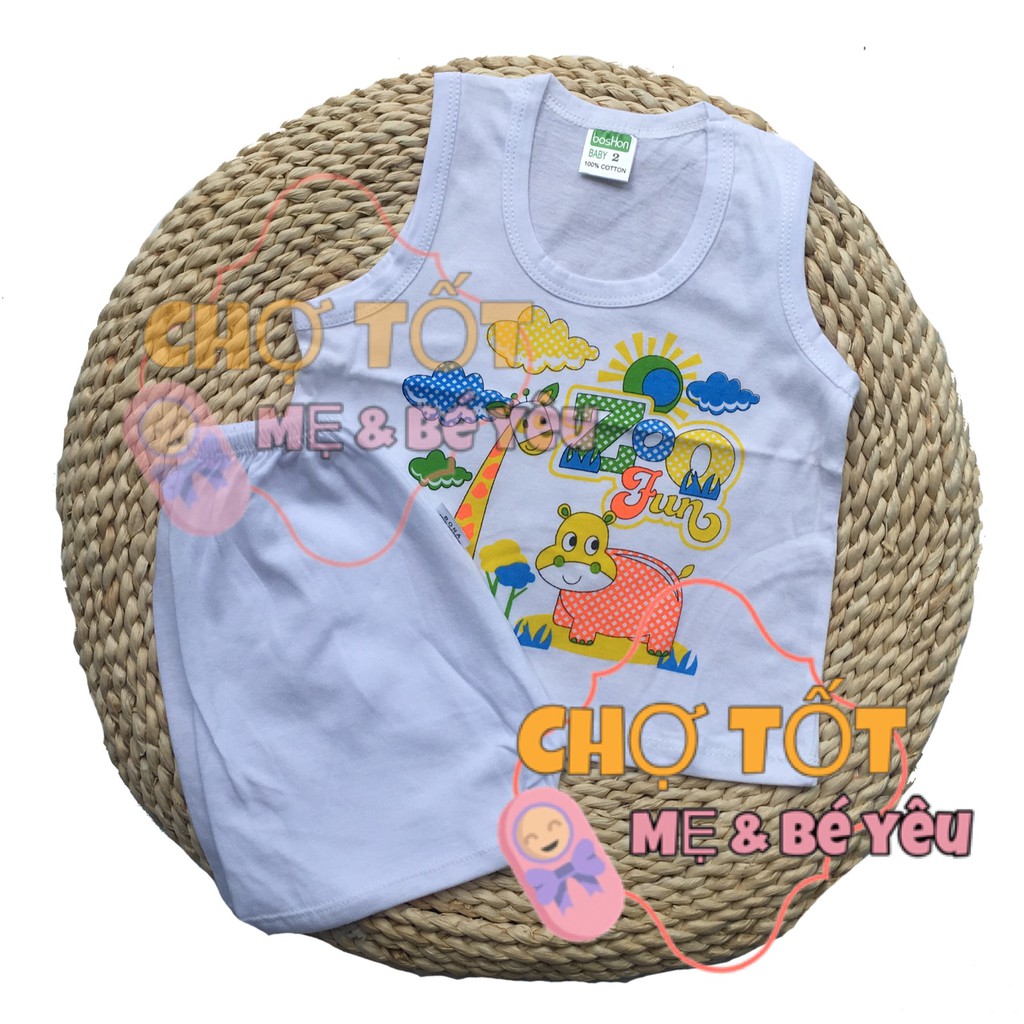 [RẺ ĐẸP] Combo 5 Bộ Ba Lỗ Cotton Trắng Mặc Mát 5-15kg