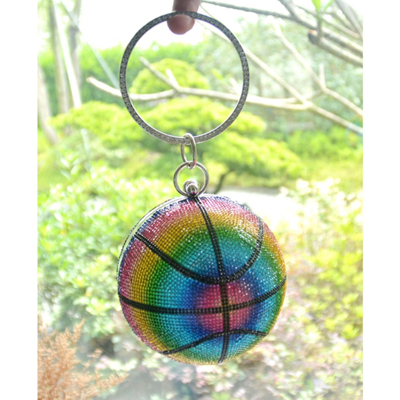 Ví Cầm Tay Hình Quả Bóng Rổ Đính Đá Lấp Lánh Phong Cách Thể Thao Đường Phố