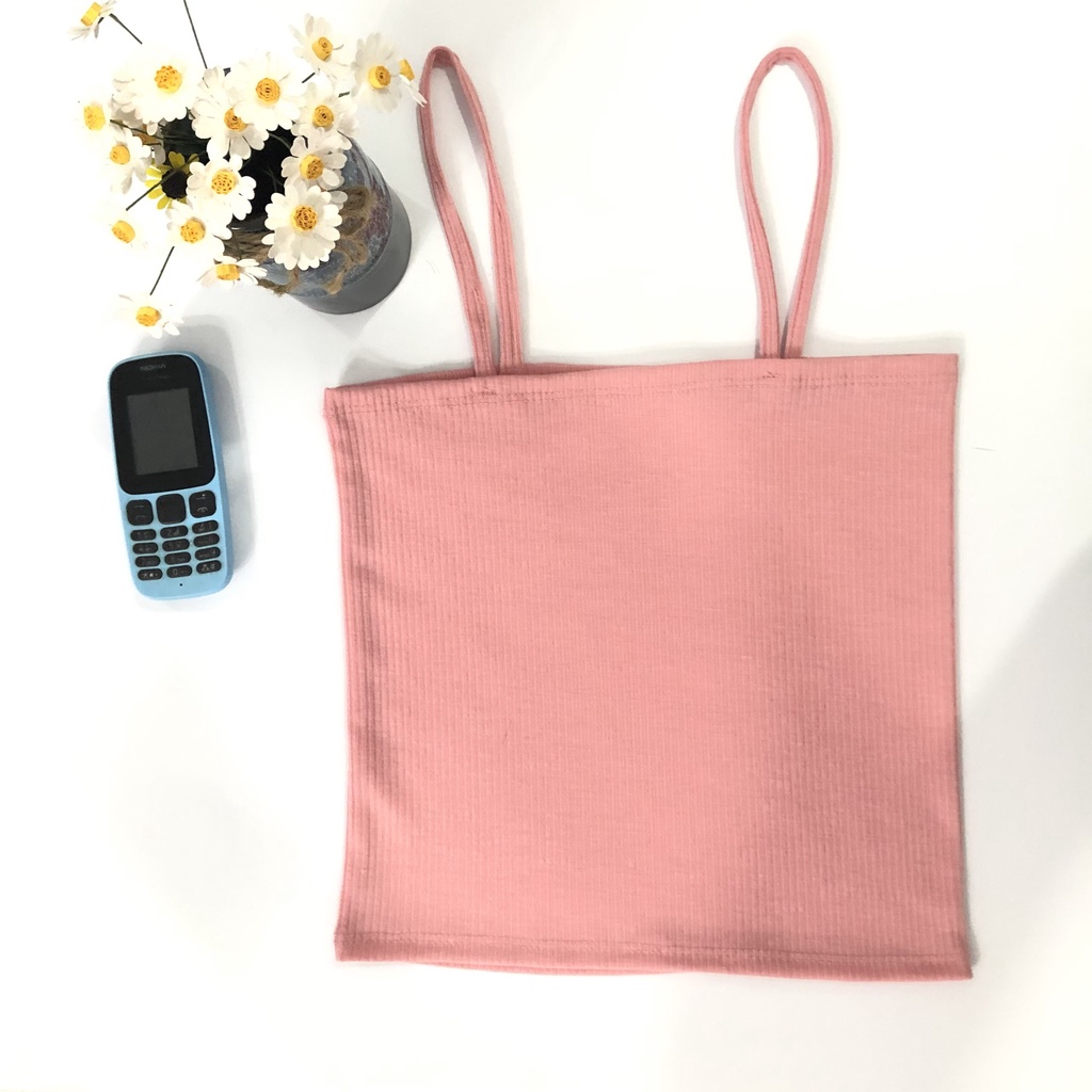 Áo 2 Dây Thun Gân Đẹp  Áo Croptop Ôm Mặc Trong Siêu Mát Đen Trắng Tím Hồng