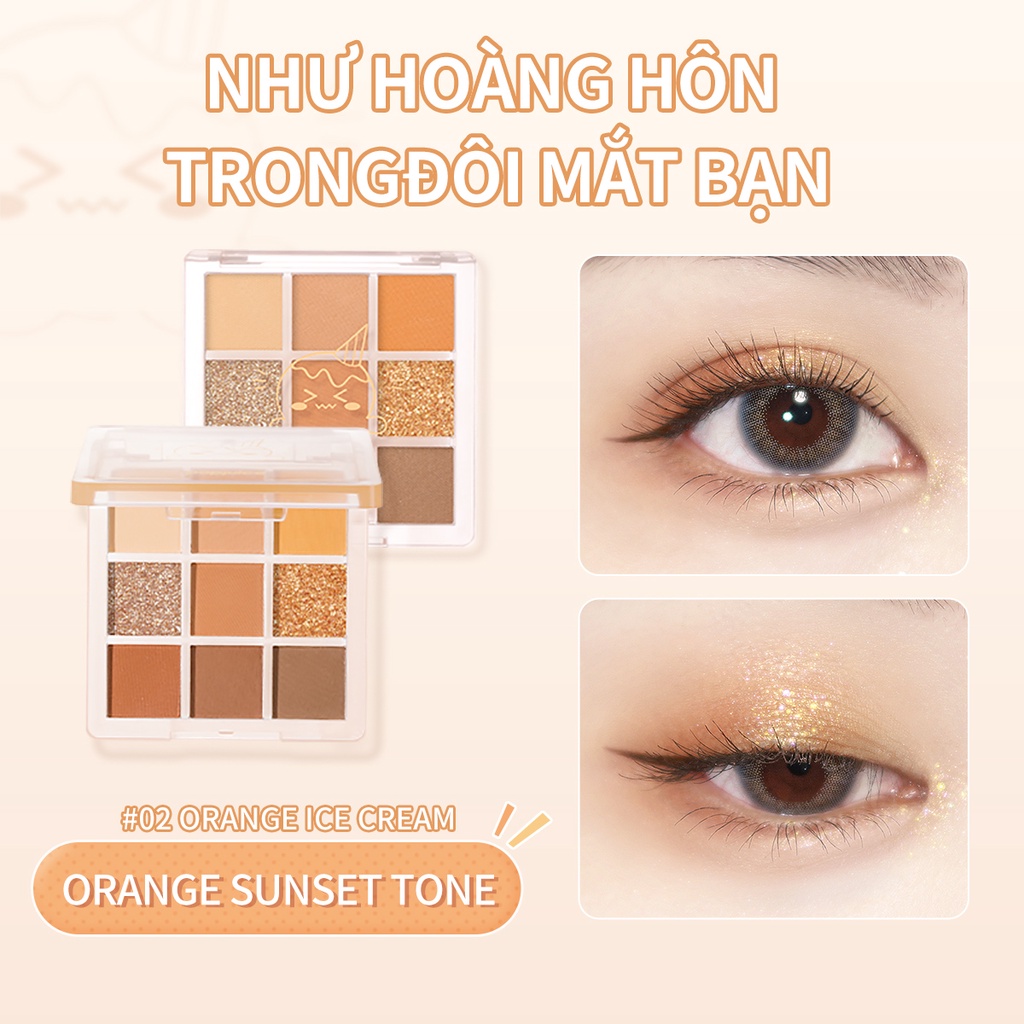 Popjuice Bảng Phấn Mắt Popfeel 9 Màu Kết Cấu Mịn Màng Chống Nước Chống Mồ Hôi