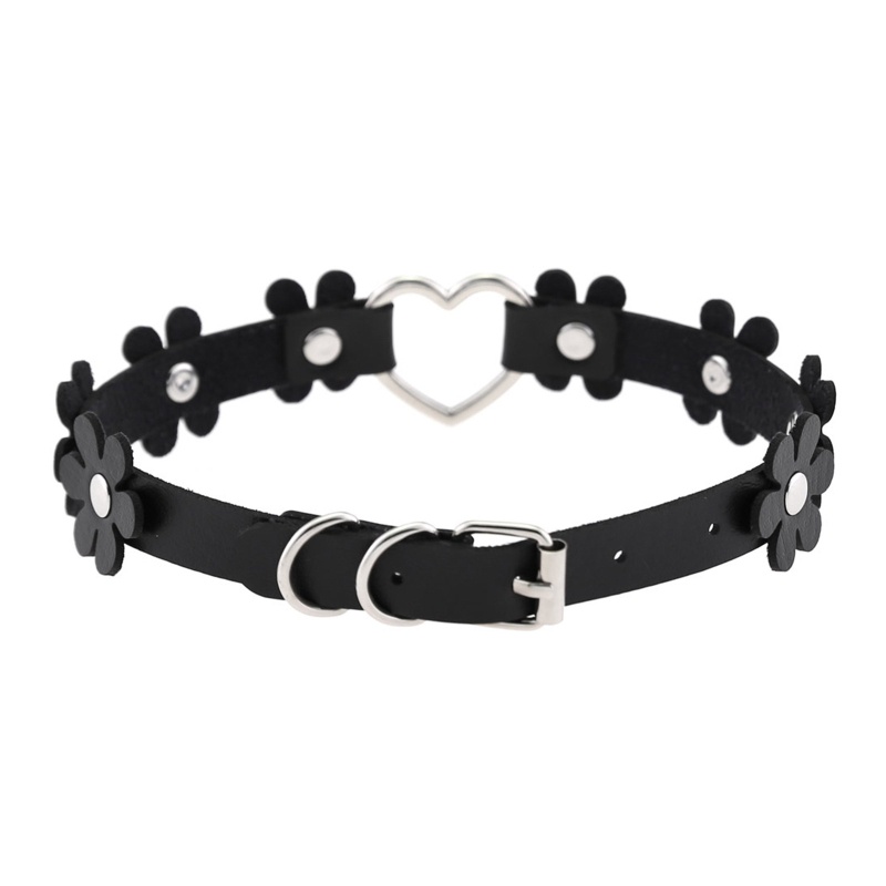 Vòng Cổ Choker Da PU Mặt Hình Trái Tim Phong Cách Punk Thời Trang Dành Cho Nữ