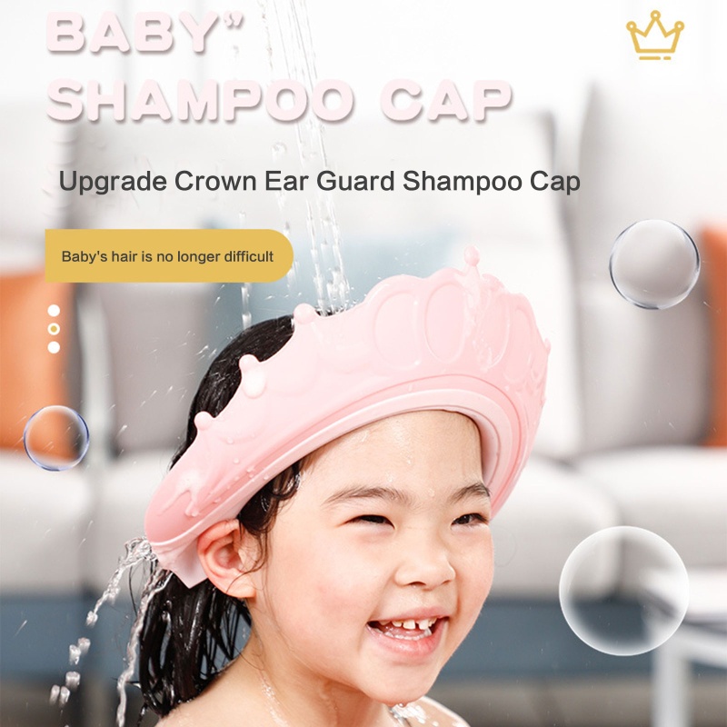 Mũ Chắn Nước Gội Đầu Bảo Vệ Tai Hình Vương Miện Tùy Chỉnh Tiện Dụng Cho Bé