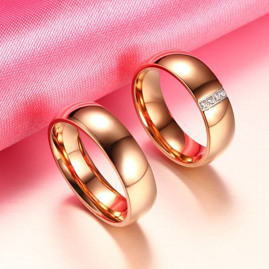 2Pcs Luxury elephant Ring Got Engaged Zircon Simplicity Rose Gold Plated Rings for Couple Jewelry Collection Accessories Friend Family Gifts Anniversary Party Birthday