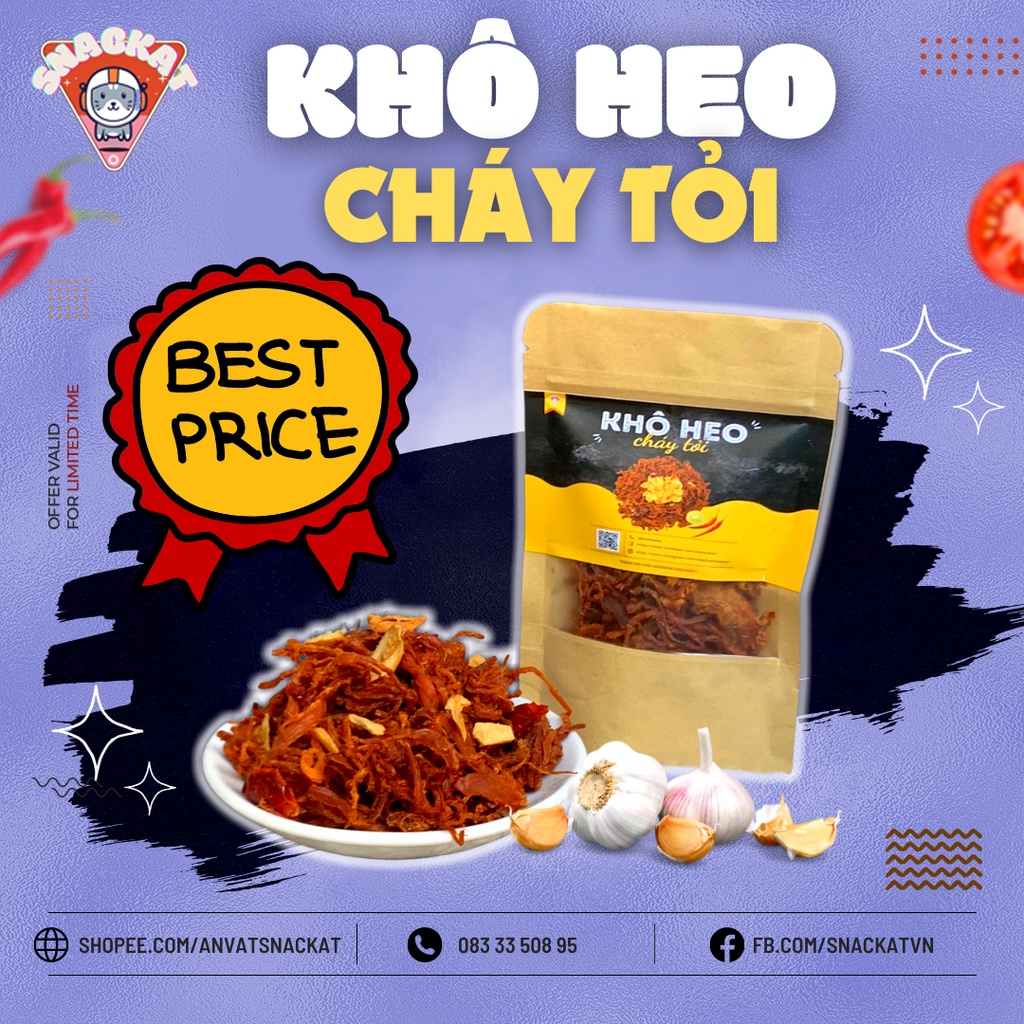 Khô Heo Khô Heo Cháy Tỏi Khô Heo Cay Xé Khô Heo Rẻ Nhất 30G - SNACKAT