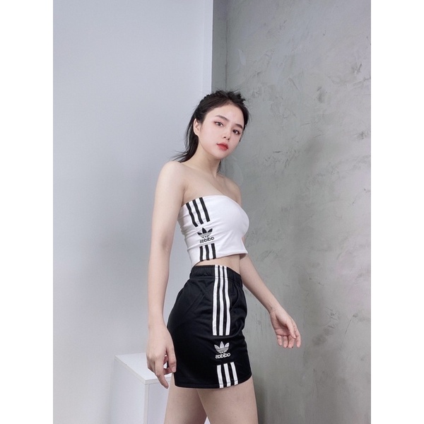 Áo Croptop Adidas 1906 3 MÀU CROPTOP 3-STRIPESs TEE Made in Cambodia full-tag-code