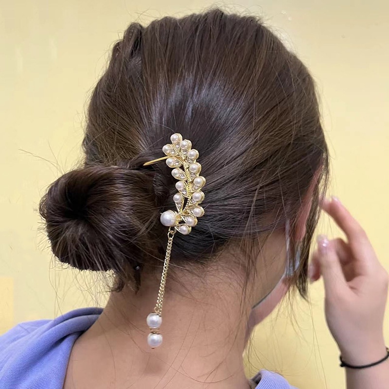 PVN46973 Kẹp Tóc Đính Ngọc Phối Tua Rua Thời Trang Giá Rẻ