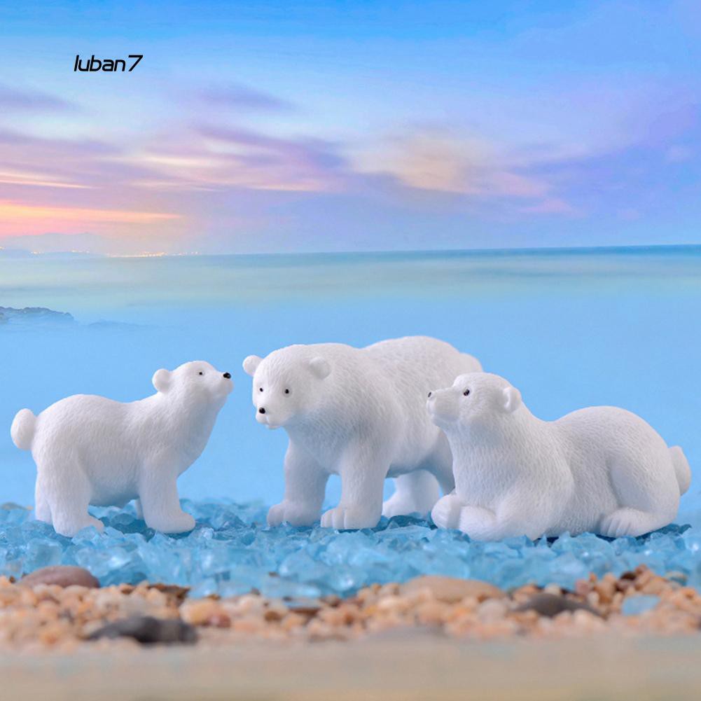 Set 2 mô hình gấu xinh xắn bằng nhựa dùng để trang trí tiểu cảnh / cây cảnh
