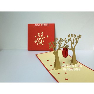 Cây trái tim 2 - love - thiệp 3d