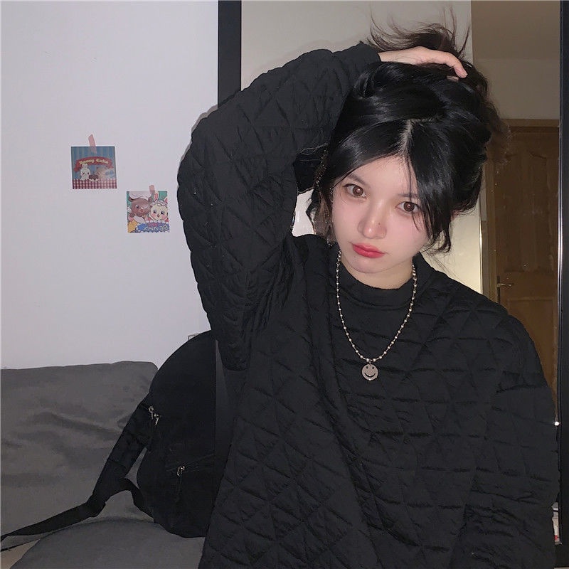 Áo sweater tay dài dáng rộng phong cách thu đông Hàn Quốc cho nữ