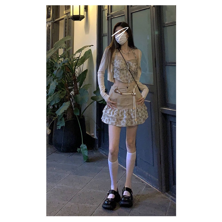 Bộ Áo Cardigan + Chân Váy Lưng Cao Thời Trang Mùa Hè Cho Nữ