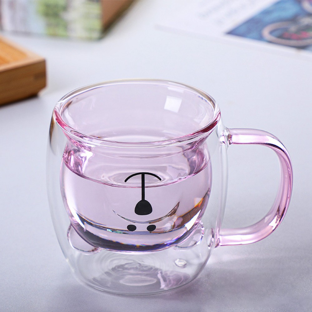 Cốc Thủy Tinh Cách Nhiệt Sáng Tạo Có Tay Cầm Dùng Trong Lò Vi Sóng Dung Tích 250ML