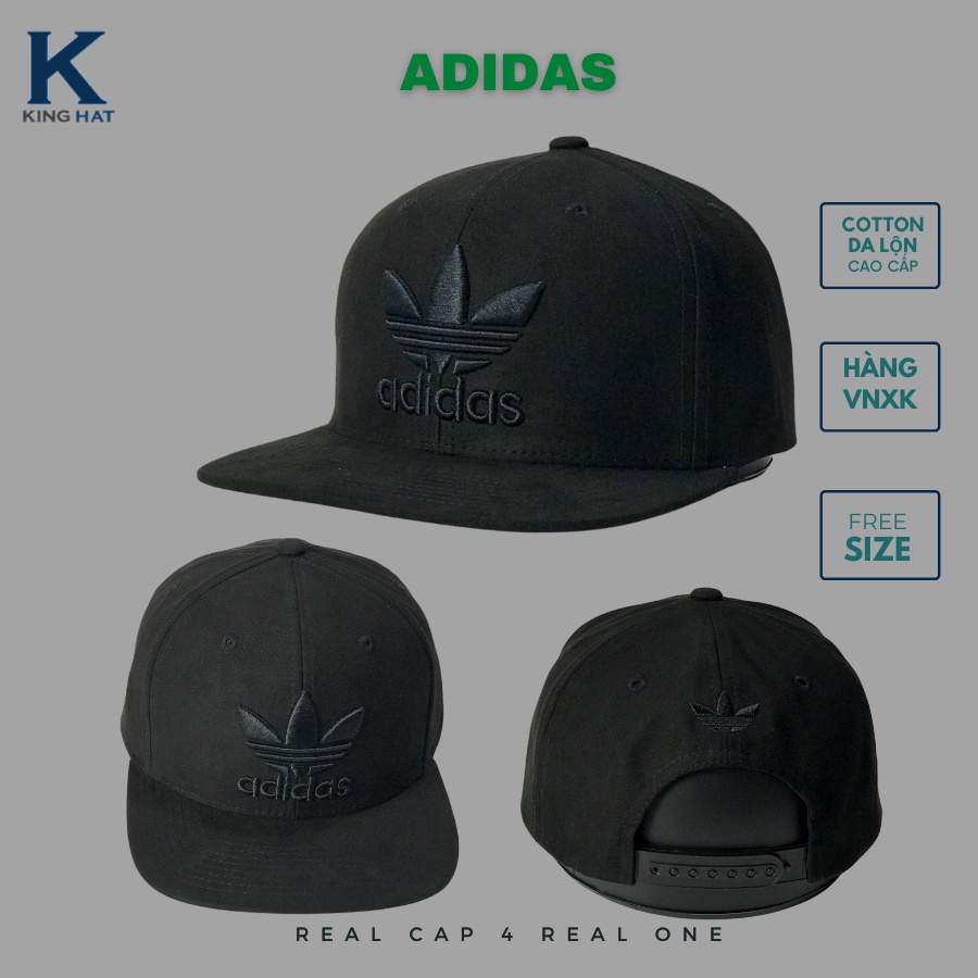 Nón Snapback logo thêu Adi.das, chất liệu nhung mềm mại, snapback unisex
