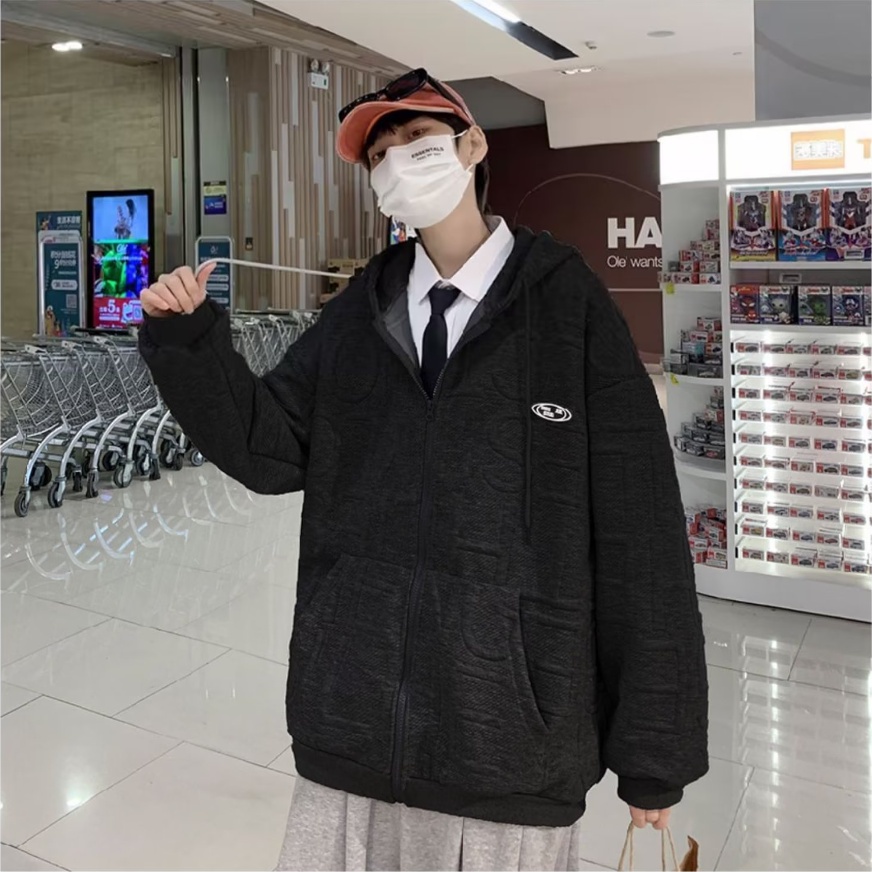 Áo Khoác dây kéo Có Nón Màu Trơn Phối Khóa Đơn Giản Tính Thời Trang áo khoác nam Phong Cách Hàn Quốc áo khoác hoodie Unisex