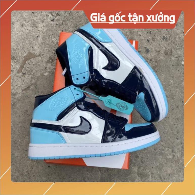 [FreeShip+ Hàng Xịn] Giầy Jordan 1 xanh đen bóng cao cổ hàng đẹp siêu rẻ