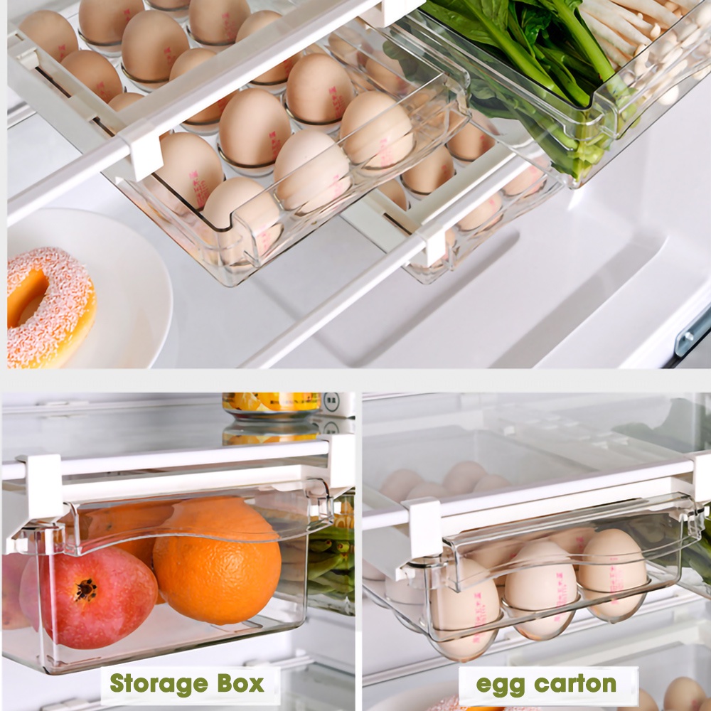 Hộp Đựng Trứng/ Rau Củ Bằng Nhựa Trong Suốt Sức Chứa Lớn Treo Tủ Lạnh Cho Nhà Bếp