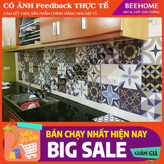 Set 30 ô 20x20cm, Mua 5 Tặng 1, Set Decal Gạch Bông  Dán Tường Mẫu D33 cổ điển