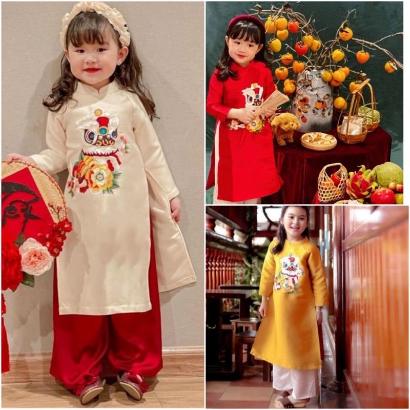 🥰 sét Áo dài bé gái cao cấp hàng chuẩn đẹp kèm ảnh thật 100%.🎗 FREESHIP🎗 áo dài cao cấp. Cho bé