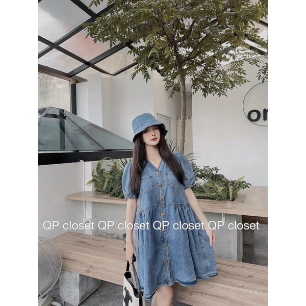 Váy bò baby doll kèm mũ