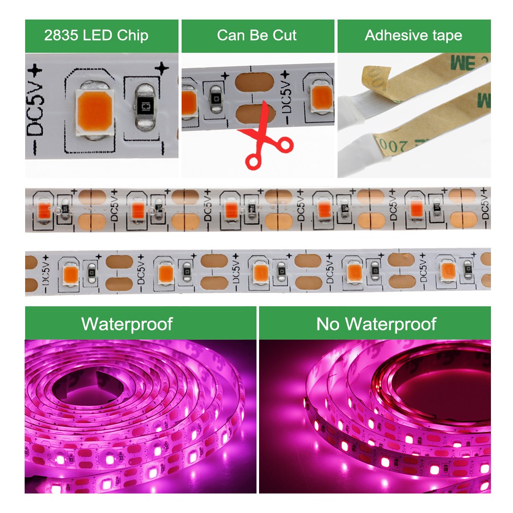 Dây đèn Led USB trồng cây 2835 5V dài 0.5m/1m/2m/3m