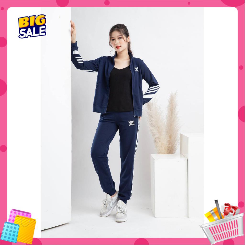 [Full size- không mũ] Bộ quần áo thể thao nữ thu đông nỉ da cá loại 1 nhãn hiệu DAS kiểu dáng sọc thời trang hottrend | BigBuy360 - bigbuy360.vn