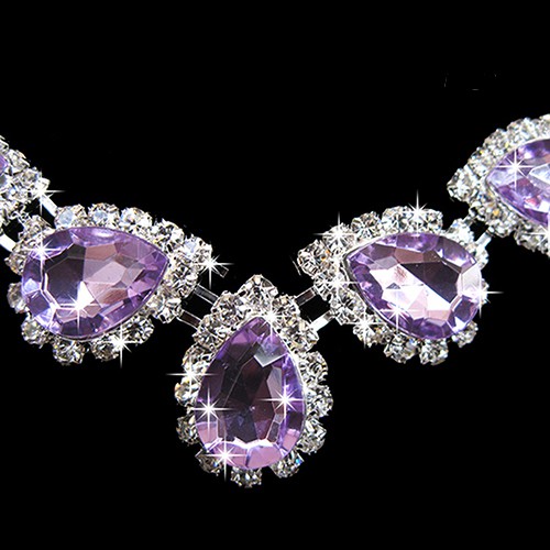 (Hàng Mới Về) Bộ vòng cổ + Bông Tai Đính Đá Pha Lê Hình Giọt Nước Sang Trọng