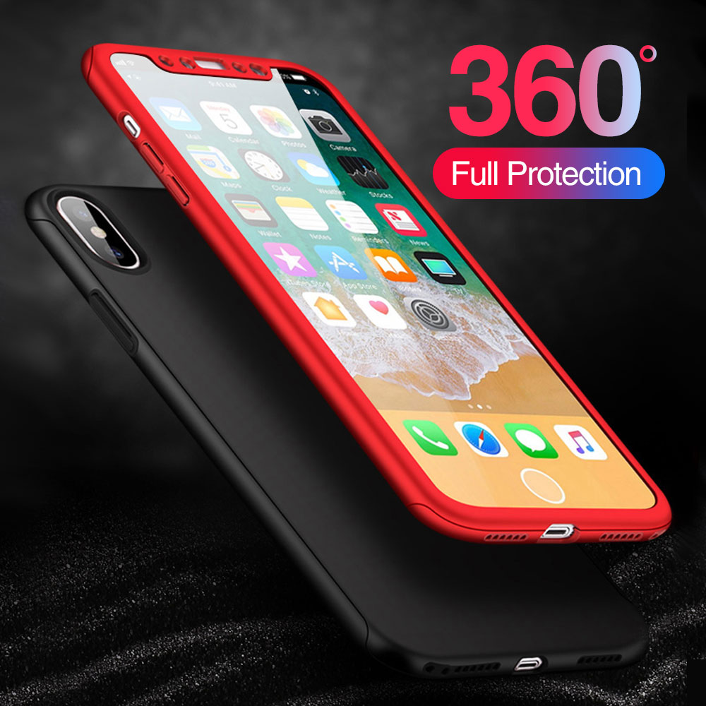 Ốp lưng iPhone 6 6s Plus 7 Plus  8 Plus X XS Max XR 360 Body Full Protective Luxury Shockproof Case +Hard Slim Cover chống sốc 2 mặt