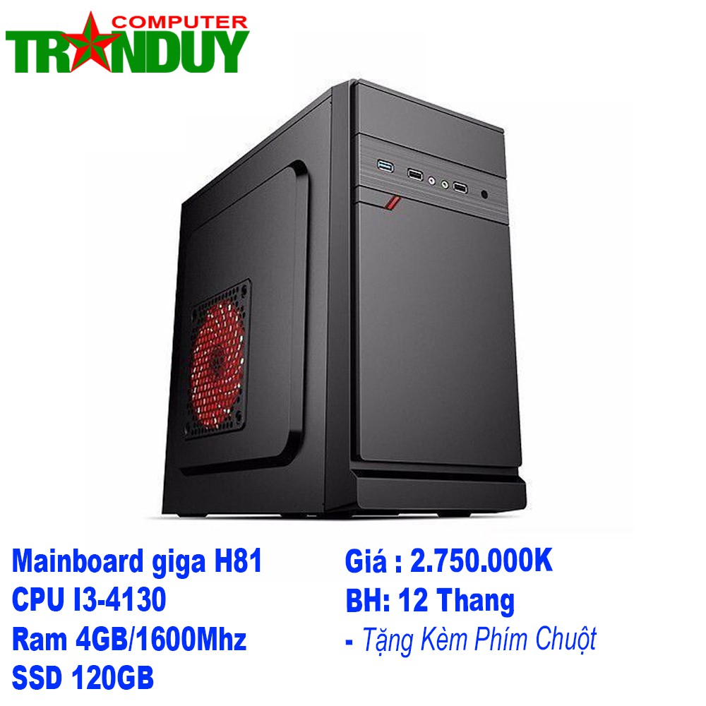 Thùng máy lắp ráp văn phòng/Main H81/Intel Core I3/Ram 4GB/SSD 120GB