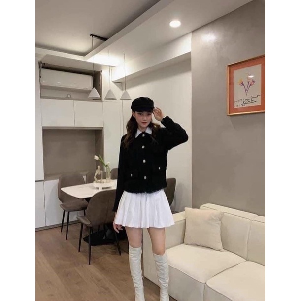 Áo dạ TWEET đen khuy sang chảnh | BigBuy360 - bigbuy360.vn