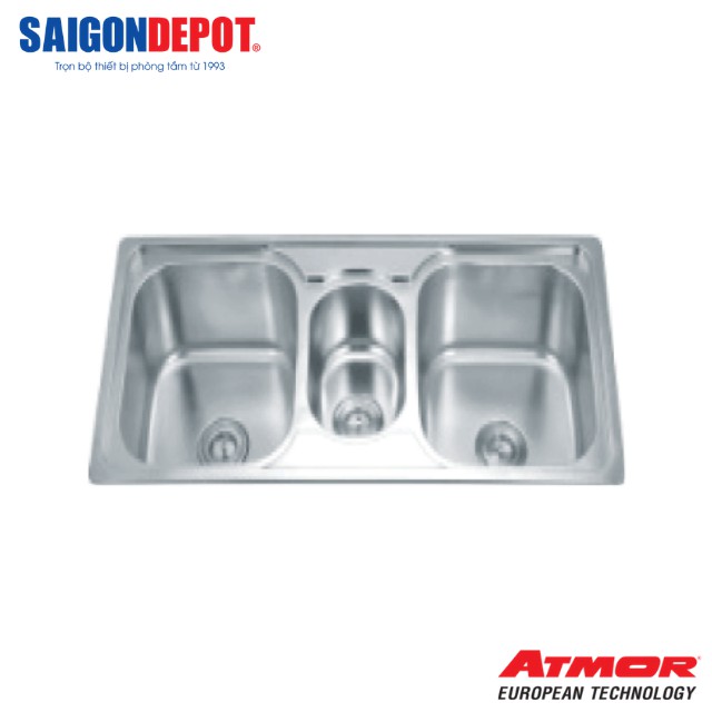 Chậu rửa chén inox 3 hộc ATMOR AT-618 - SaigonDepot