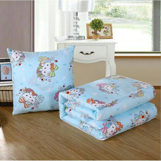 Gối mền 2 trong 1 kitty xanh