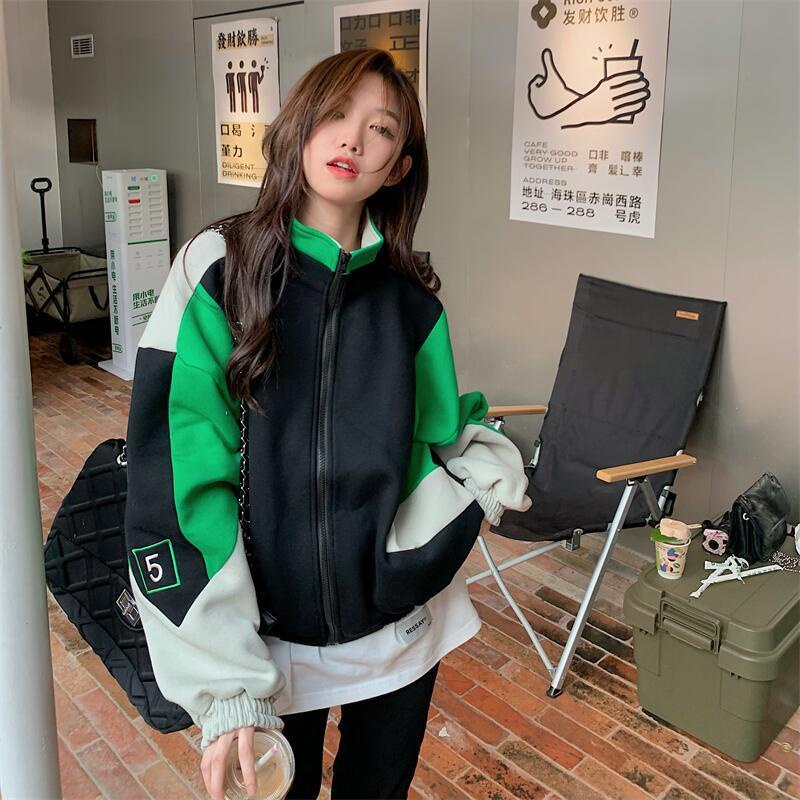 Áo Nữ Cổ Lọ Dáng Rộng Màu Sắc Tương Phản Thời Trang 77