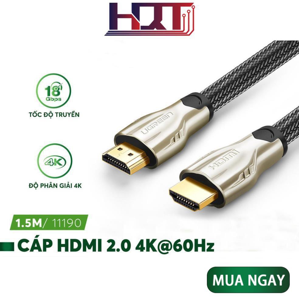 Dây cáp HDMI 2.0/ 1.4 hỗ trợ độ phân giải cao FullHD 4Kx2K 60Hz, dài từ 1-15m UGREEN HD102 dạng dây dẹt và dây tròn