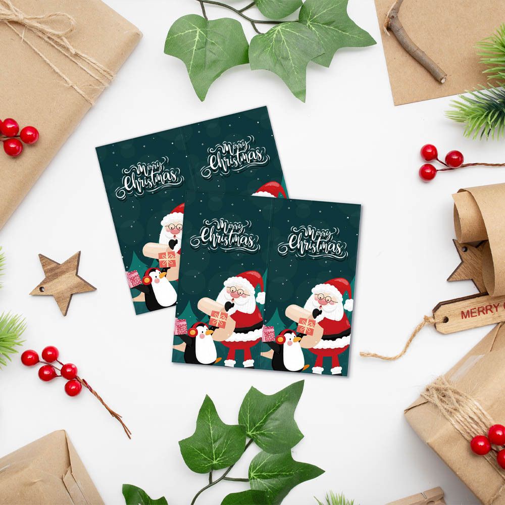 50 Miếng dán trang trí hộp quà giáng sinh hình chữ nhật 5cm x 10cm