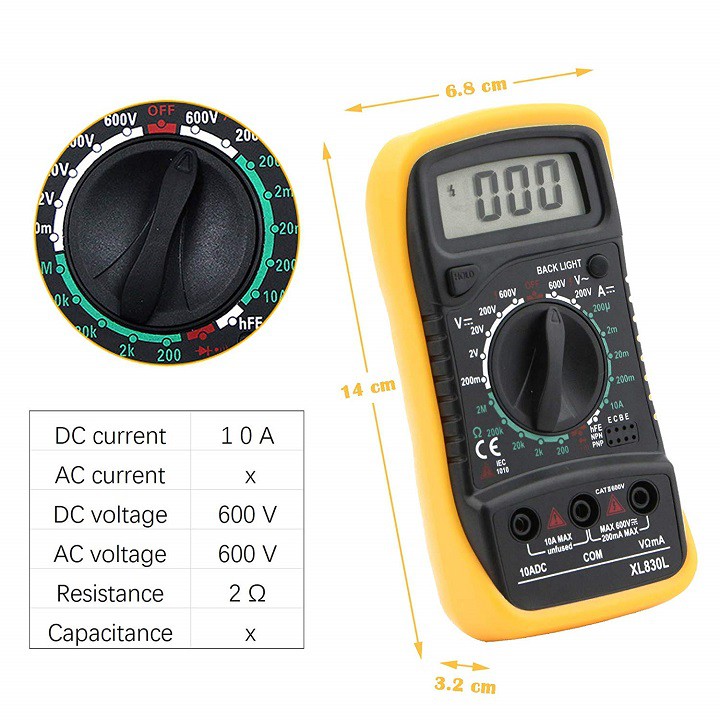 Đồng hồ đo vạn năng XL830L kèm pin