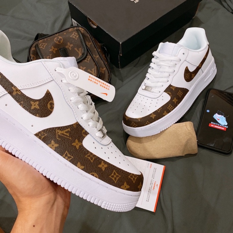 [Ả𝐧𝐡 +Video 𝐓𝐡ậ𝐭] Giày Air Force 1 Nam Nữ, Giày Sneaker AF1 Costom LV Nâu Trắng Thời Trang Cao Cấp Hottrend 2022 | BigBuy360 - bigbuy360.vn