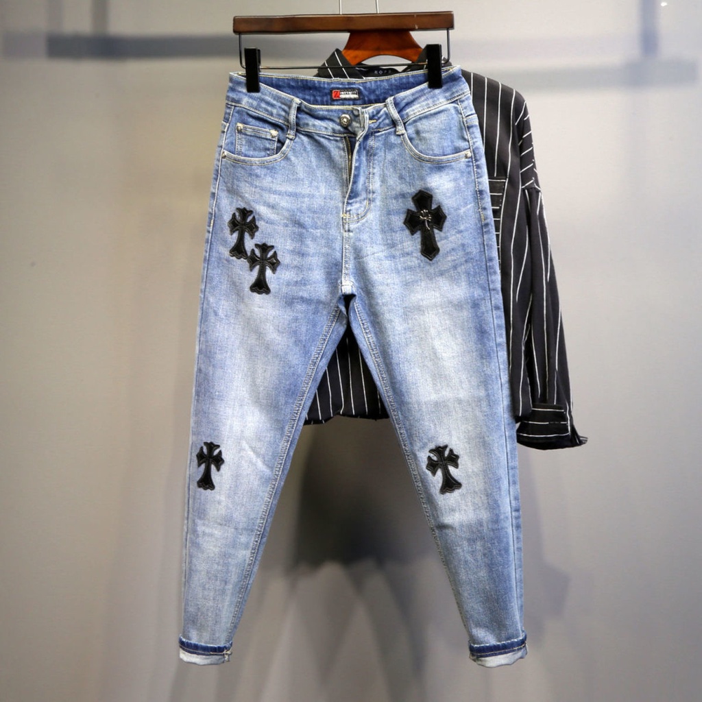 Quần Jeans Thêu Họa Tiết Thời Trang Cá Tính Cho Nam