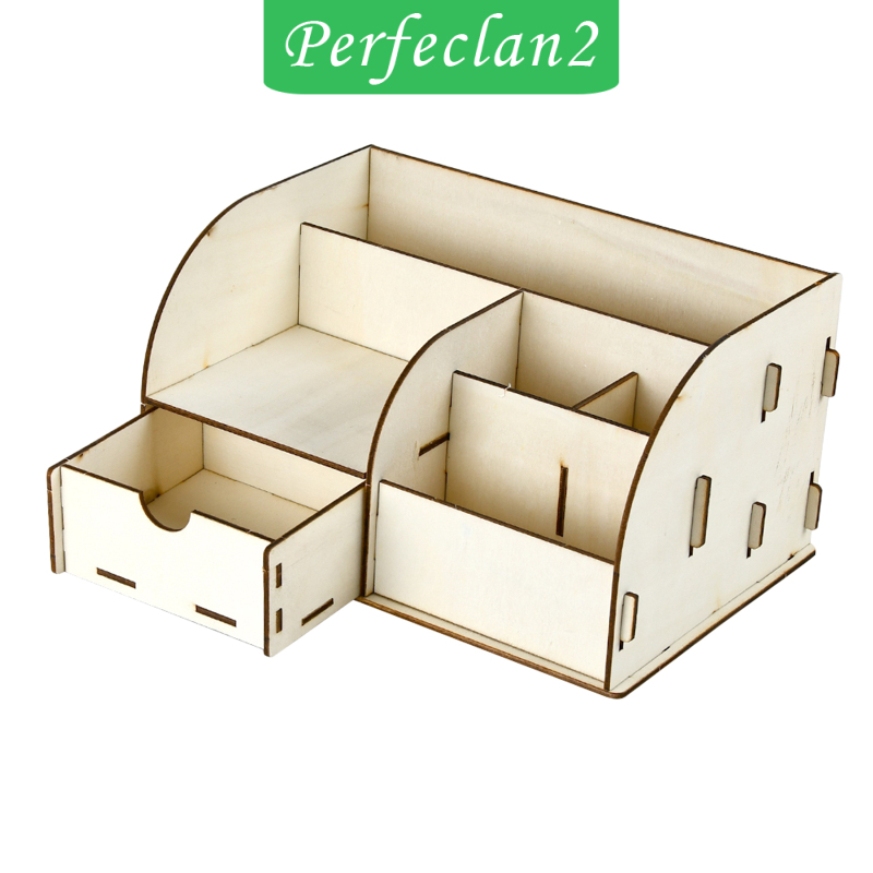 (Perfeclan2) Hộp Đựng Bút Bằng Gỗ Để Bàn Diy