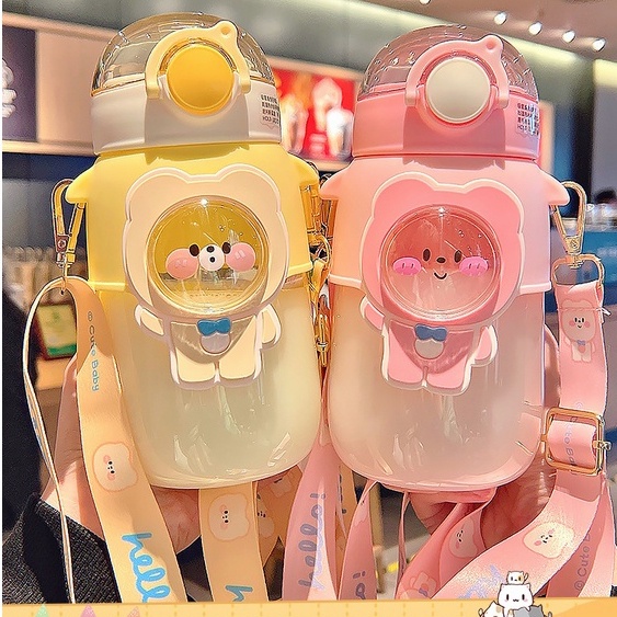 Bình Nước Nhựa Dung Tích Lớn 720ml In Hình Gấu Hoạt Hình Dễ Thương