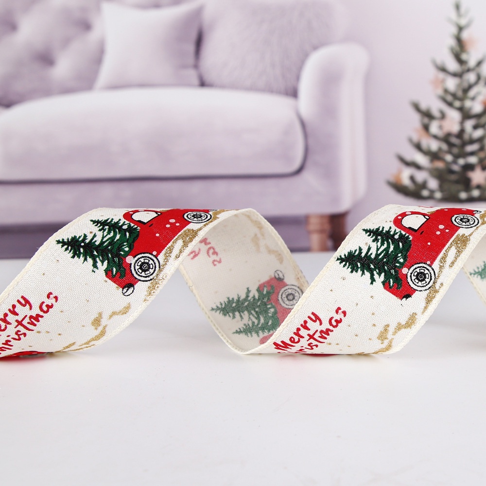 Cuộn Dây Ruy Băng Rộng 5cm In Họa Tiết Nhiều Màu Sắc Dùng Trang Trí Cây Thông Giáng Sinh