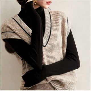 Áo gile len nữ dệt kim Cashmere mùa thu sang trọng