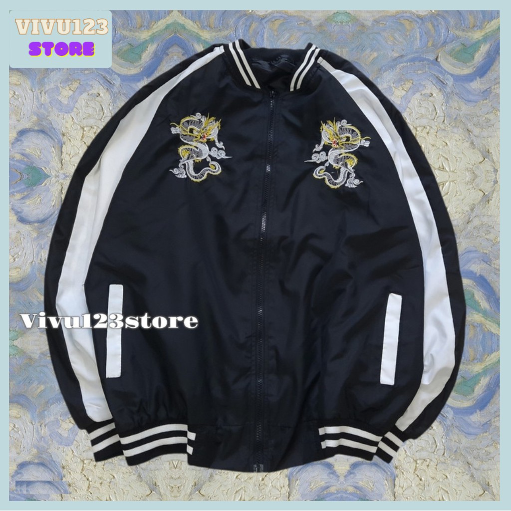 Áo khoác BOMBER thêu RỒNG cao cấp form rộng chống nắng unisex VIVU123STORE AKD072