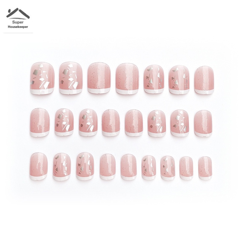 Set 24 Móng Tay Giả Ngắn Bằng Acrylic Kèm Keo Dán Diy
