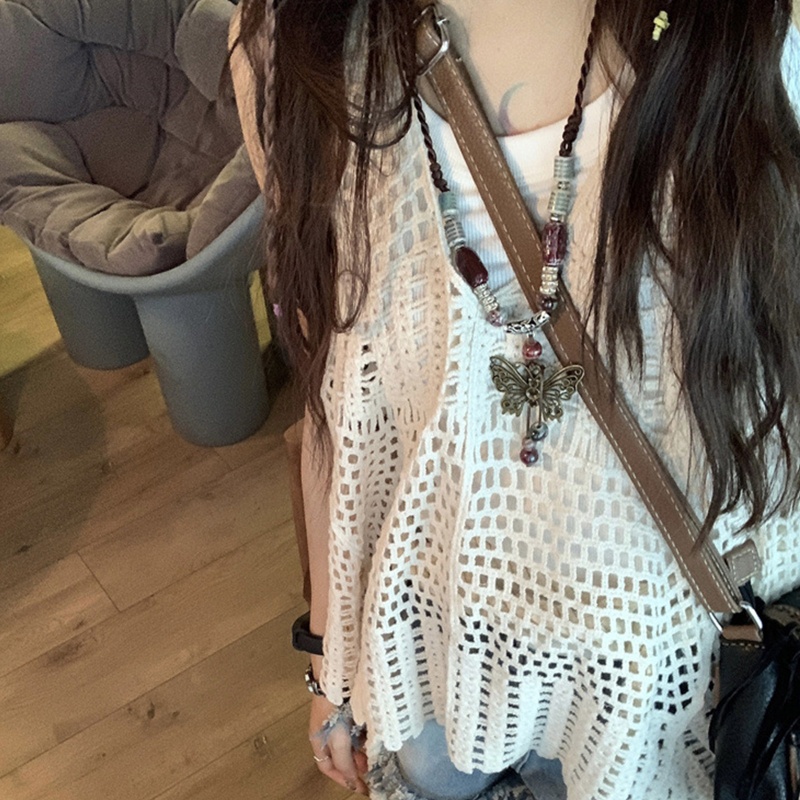 Áo Dệt Kim Nữ Cộc Tay Cổ Chữ V Thời Trang Boho